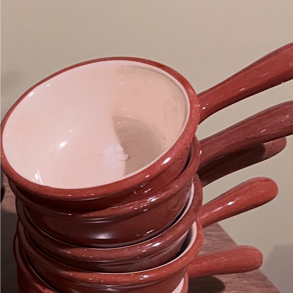 Set of Miniature Brown and Cream Ceramic Bowls/Pans